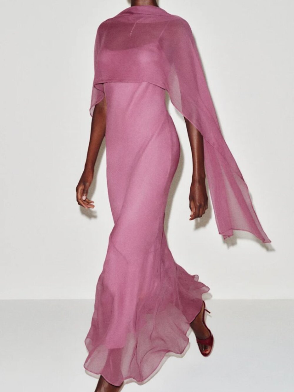 Reformation Rida Silk Chiffon Maxi Dress w/ Scarf In Smoky Lilac - Size S - NWT